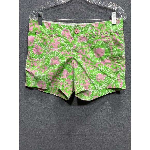 Lilly Pulitzer The Callahan Short Sunnyside Lion Preppy Green/Pink Womens Size 4 - Picture 2 of 7